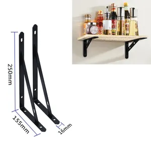 Wall Bracket For Shelf Shelf Brackets 16 Inch For Floating Shelf Heavy Duty Wall Mount L Bracket 90 Degree Triangle Corner Bracket With Gusset-Black