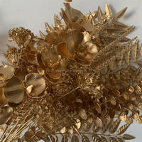 B1472 Fleur artificielle dorée moderne en plastique faite à la main pour la maison, respectueuse de l'environnement, durable, pour Noël et la remise des diplômes