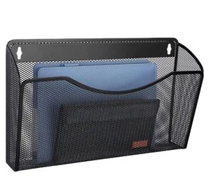 <b>Wall</b> Mount File Holder Metal Mesh Single Pocket <b>Hanging</b> File Organizer Magazine Folder <b>Basket</b> - Product Image 1