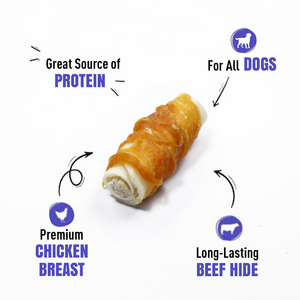 Golosinas de palitos de carne de pollo con alto contenido de proteínas personalizadas para perros de 2,5 \ "envuelto en cuero crudo que ayuda a limpiar los dientes con masticables de cuero crudo - Product Image 6