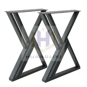 Mesa de aço ferro pernas quadro x forma mesa de escritório banco jantar café jantar móveis pernas de mesa metal para mesa industrial