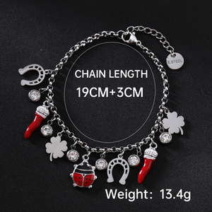 Gelang bandul lucu liontin burung Ladybird berlapis emas/perak baja tahan karat hadiah perhiasan pesta Hip Hop grosir - Product Image 6