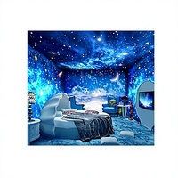 Tissu mural moderne en non-tissé, anti-humidité, personnalisé, ciel étoilé 3D, pour fond de bar KTV, cinéma, hôtel, chambre à coucher, plafond, relief 3D