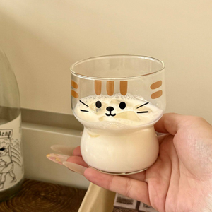 300ml 예쁜 디자인 고붕규산 유리 귀여운 고양이 프린팅 음료 컵, 냉온 음료용, 어린이 우유컵 - Product Image 6