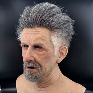 Customized Long-haired Man -realistic Human Skin Texture Full-head Silicone Role-playing Simulation Mask <b>Makeup</b> Prop - Product Image 2