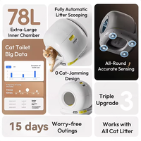 OEM Bac à litière pour chat autonettoyant grande capacité 78L, contrôle par application, fonctionnement silencieux et mains libres pour les foyers multi-chats en intérieur