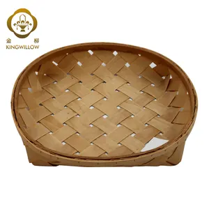 Kingwillow China Suppliers Wooden Decoration Tray Folding Wooden Baskets Chips Storage