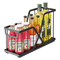 Étagère en métal multifonctionnelle à double niveau pour le rangement des épices de cuisine, sans installation