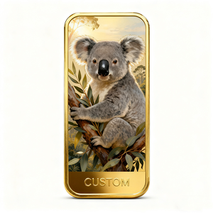 Créez votre propre lingot plaqué or de luxe, mignon et de collection, en métal, sur le thème des animaux, chaud et apaisant, de haute qualité, avec motif koala. - Product Image 4