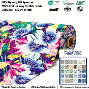 <span class=keywords><strong>Tessuti</strong></span> Elastici Personalizzati con Stampa Floreale, Traspiranti e <span class=keywords><strong>Leggeri</strong></span> per Biancheria Intima e Costumi da Bagno Femminili - Product Image 1