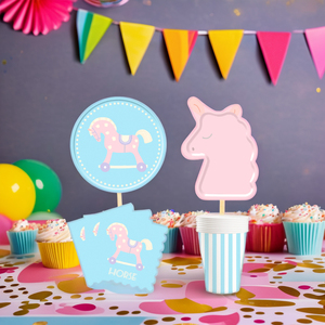 DAMAI Unicorn Party Supplies Set Paper Plates Cups Napkins Tablecloth Straws Disposable Tableware Kit For <b>Birthday</b> Celebration - Product Image 4