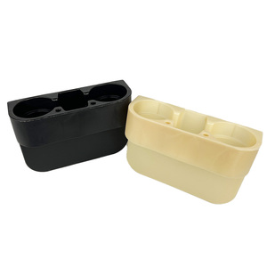 Consola de bolsillo lateral de PP, bolsillo lateral, <span class=keywords><strong>Beige</strong></span>, negro, 2 uds., portavasos para coche, organizador de asiento delantero automático, soporte para teléfono móvil - Product Image 1