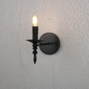 Luz Led de pared para escaleras, iluminación de paisaje de vela de Material de hierro, estilo americano, lámpara nórdica moderna de Metal negro Retro Para el hogar y la Oficina