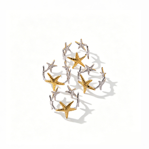 Anello regolabile a forma di stella marina in acciaio inossidabile placcato oro, moderno ed elegante per feste - Product Image 5