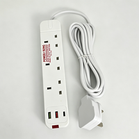 Stop Kontak Anjehold Grosir Pabrik UK dengan Penutup Pengaman, 3 Stop Kontak, 2 USB, 1 Type-C, Soket Ekstensi untuk Rumah dan Kantor