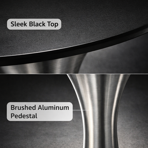 Mesa de Bar Moderna de Lujo con Tapa Redonda Negra y Base de Metal Tipo Tulipán para Vestíbulo de Hotel, Cafetería, Bistro, Espacios Pequeños, Muebles de Interior - Product Image 4