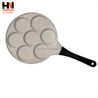 Poêle à petit-déjeuner multifonction 7-en-1 à fond plat, pour œufs, hamburgers, en aluminium, avec 7 trous, en promotion