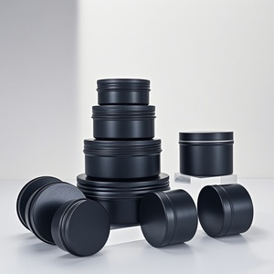 Stock d'usine – Boîtes en métal noir mat de 30 ml, 60 ml, 100 ml pour bougies – Contenants ronds en aluminium avec couvercles - Product Image 1