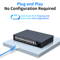 HORACO 902-AF-242G Commutateur PoE 26 ports 100MBase-T 2 Gigabit Uplink 300W 1U Rackable Capacité 8,8 Gbit/s Prise en charge VLAN Caméra IP/NVR