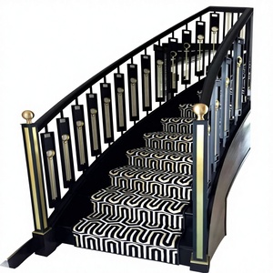 Rampe d'escalier décorative d'intérieur pour balcon, en métal noir, moderne, courbée, sur mesure, OEM - Product Image 2