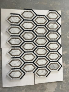 Mosaïque de <span class=keywords><strong>marbre</strong></span> blanc Thassos et gris mélangé à motif de fleurs de marguerite, carreaux de crédence de cuisine, mosaïque jet d'eau pour murs et sols - Product Image 3