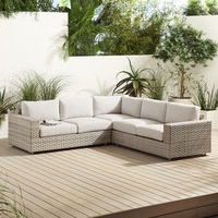 Nouvel ensemble de mobilier de jardin extérieur 2025 avec table foyer, ensembles de conversation modernes pour patio, canapé sectionnel en métal et rotin PE