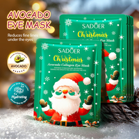 Mascarilla de Gel para Ojos SADOER con Colágeno, Hierbas y Algas Marinas de Fresa Navideña, 7.5g, Reafirmante, Hidratante, Antiarrugas, Calmante, para Todo Tipo de Piel
