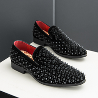 Chaussures habillées noires confortables pour hommes, style mocassins à rivets, design classique à bout pointu, à enfiler – Meilleures ventes