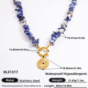 Collar de Piedra Natural, Moderno y de Alta Gama, para Otoño e Invierno, con Colgante de Acero Inoxidable y Oro de 18k, Cadena para Clavícula - Product Image 5