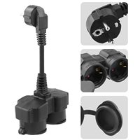 Cable de Extensión para Exteriores de 2 Vías y 2 cm de Longitud, IP44 Impermeable, para Uso con Computadora, 2 Tomas de Corriente
