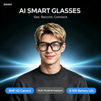 Lunettes Intelligentes IA Premium avec Enregistrement Photo/Vidéo, Traduction Linguistique, Caméra Claire 800W, Lecture Musicale pour Vlogging et Voyages