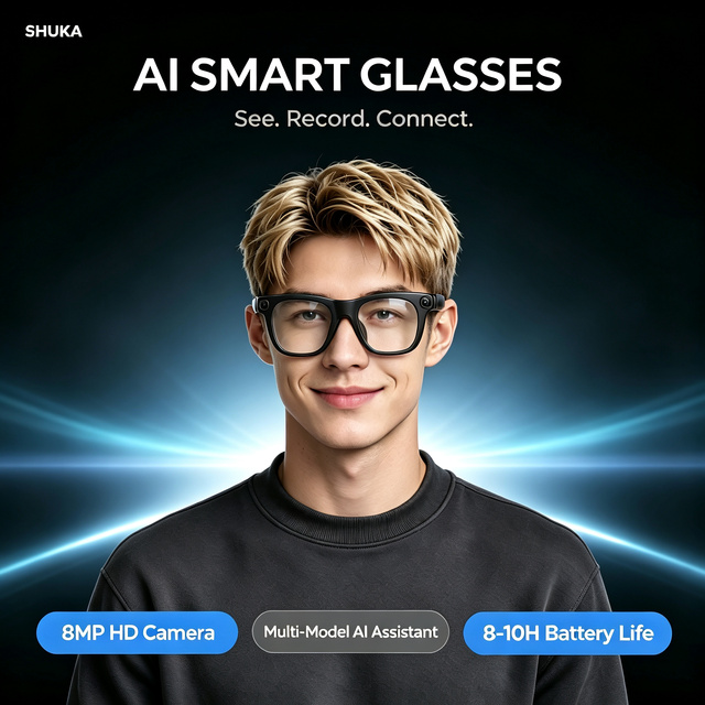 Premium AI Smart Glasses with Photo Video Recording Language Translation 800W Clear Camera Music Playback for Travel Vlogging