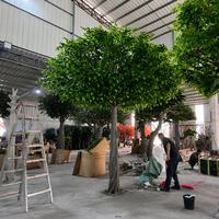 Arbre artificiel Ficus Banyan sur mesure de 3,8*3,5m, feuilles réalistes résistantes aux UV, tronc en fibre de verre pour la décoration paysagère