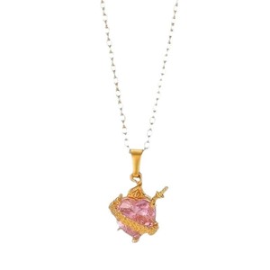 Collares con Colgante de Corazón Dorado Eros, con Cristal Rosa en Forma de Corazón, de Acero Inoxidable con PVD Dorado, Novedad 2026 - Product Image 5