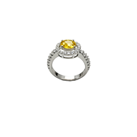 KAAN JEWELRY Damen 925 Silber Rhodinierter Ring mit gelbem Quadrat Zirkon Trendy Design für Geschenk anlässe
