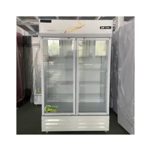 Moldura de porta de plástico branco com porta dupla, refrigerador refrigerado a ar para bebidas, refrigerador de porta, freezer