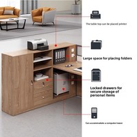 Ensemble de bureau moderne en L avec chaise et armoire haute, poste de travail quatre personnes, panneau en bois, mobilier de bureau commercial