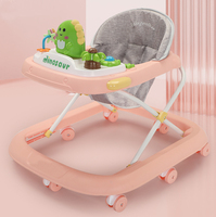 Walker bayi lipat dengan roda Musik & lampu 0-3 tahun mainan pembelajaran aman