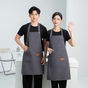 ผ้ากันเปื้อนผ้าใบกันน้ำมีหลายกระเป๋าผ้ากันเปื้อนสำหรับร้านอาหารบาร์บาร์บีคิวออกแบบโลโก้ได้ตามต้องการ - Product Image 5