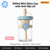 Gelas Teh 500ml dengan Infuser Buah Terintegrasi untuk Kantor dan Rumah, Botol Infus Mini Portabel dengan Sedotan dan Pita Anti-Selip
