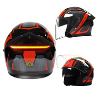 Casque de moto demi-face en ABS de haute qualité avec visière double, feu arrière LED, conception modulaire, homologué DOT, toutes saisons
