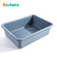 Chariot de service et de collecte de vaisselle en plastique Bestwin pour restaurant, cantine, hôtel, noir/gris, 2 bacs, 3 boîtes de rangement