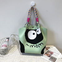 Tas Tote Rajut Desain Khusus Motif Kartun Bahan Poliester, Tas Selempang Kasual Terlaris, Serbaguna, Kapasitas Besar