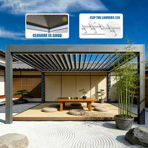 Aluminium Gazebo Outdoor Waterproof Eco-Friendly Screen for <b>Garden</b> <b>Buildings</b> Backyard Leisure Areas Sturdy Structure Long PL01 P - Product Image 3