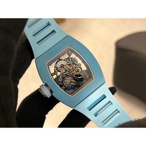 Montre mécanique automatique pour homme de qualité supérieure, édition limitée, squelette en céramique bleue, tourbillon en forme de baril - Product Image 1