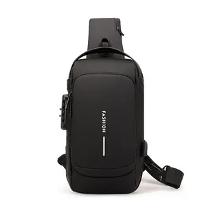 Nieuwste Crossbody Borsttas Met Usb En Gecodeerd Slot Anti-Diefstal Schoudertas Mode Cool Sling Tas Waterdicht Custom Logo Voor Mannen