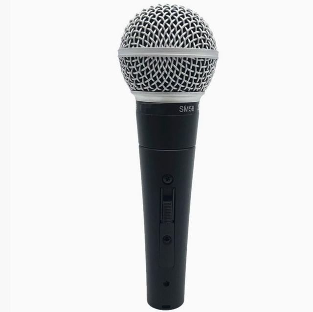 ENGOT SM 58 Professional Dynamic Microphone with Noise Cancelling and LED Lights for Singing Conference Stage Performance