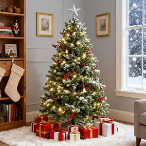 فخمة مضيئة مسبقًا مع أضواء بيضاء دافئة سهلة الإعداد مفصلية فروع شجرة عيد الميلاد - Product Image 5