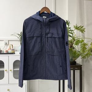 Men's Lightweight Hooded Jacket Solid Color Full Sleeve Zipper Closure Casual Spring Wear 100% Polyester Quick Dry Style - Product Image 3