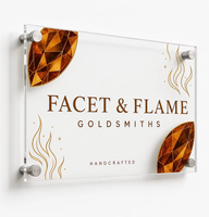 Signalétique de bijouterie en acrylique personnalisée en usine, logo diamant, support mural, impression UV, découpe laser, vente en gros en vrac